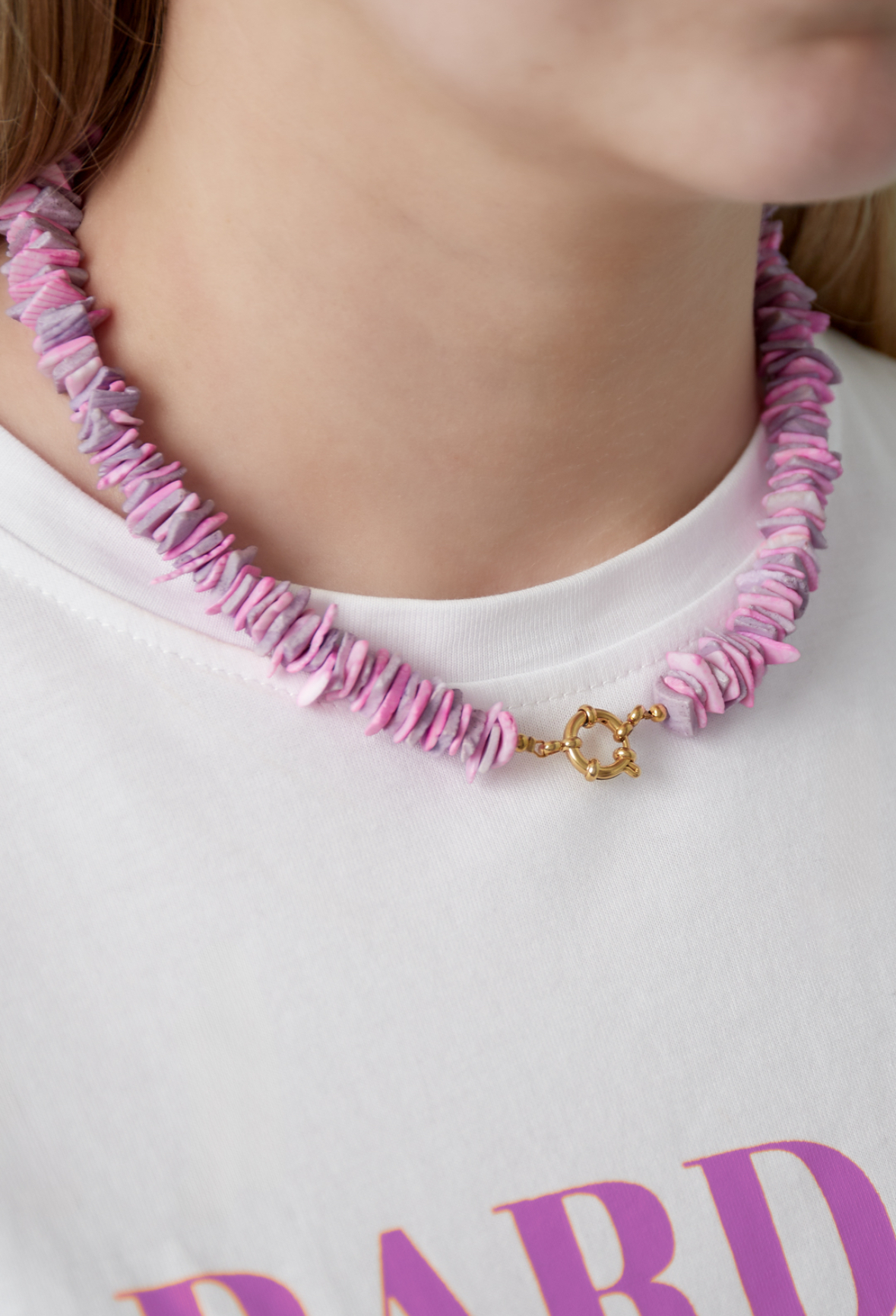 Santorini pink shell necklace