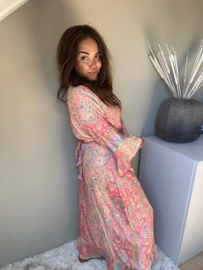 Boho wrap dress pink