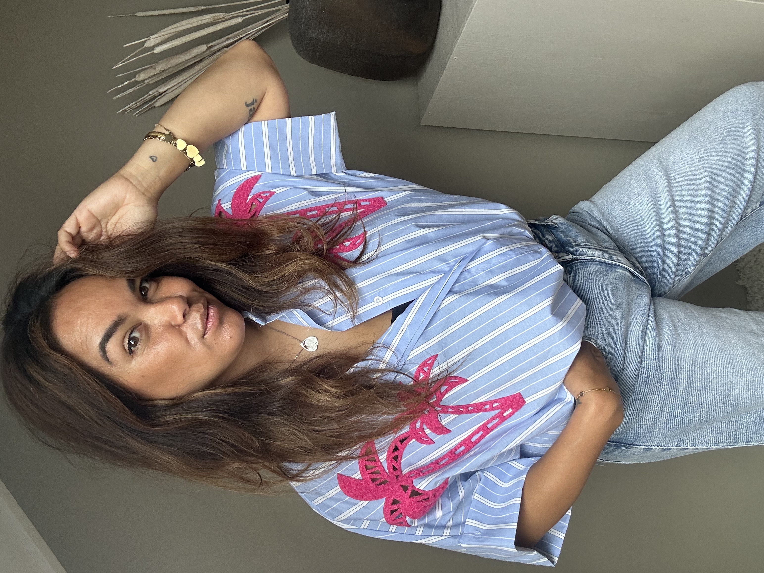 Palmtree blouse blue