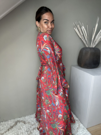 Boho wrap dress red