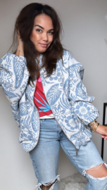 Boho bomberjacket blue flowers