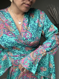Boho wrap dress Turquoise