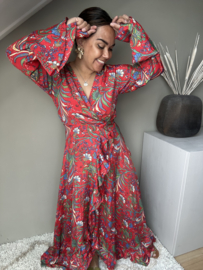 Boho wrap dress red