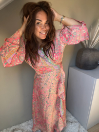 Boho wrap dress pink