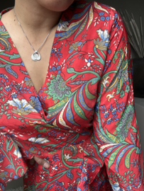 Boho wrap dress red