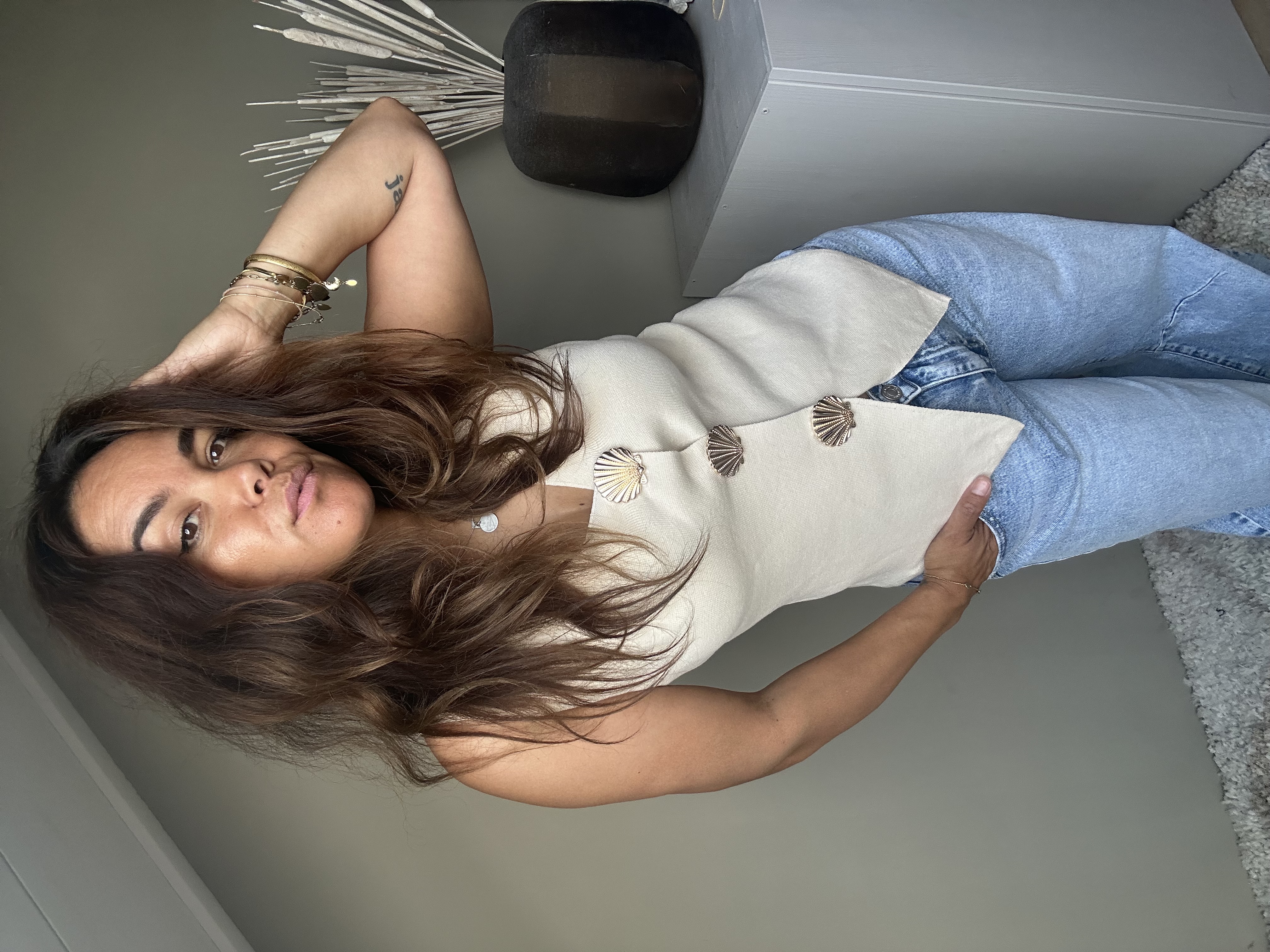 Shell top beige