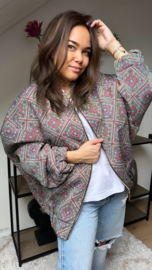 Boho bomberjacket multi square