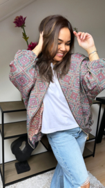 Boho bomberjacket multi square