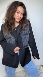 Black and denim oversized blazer