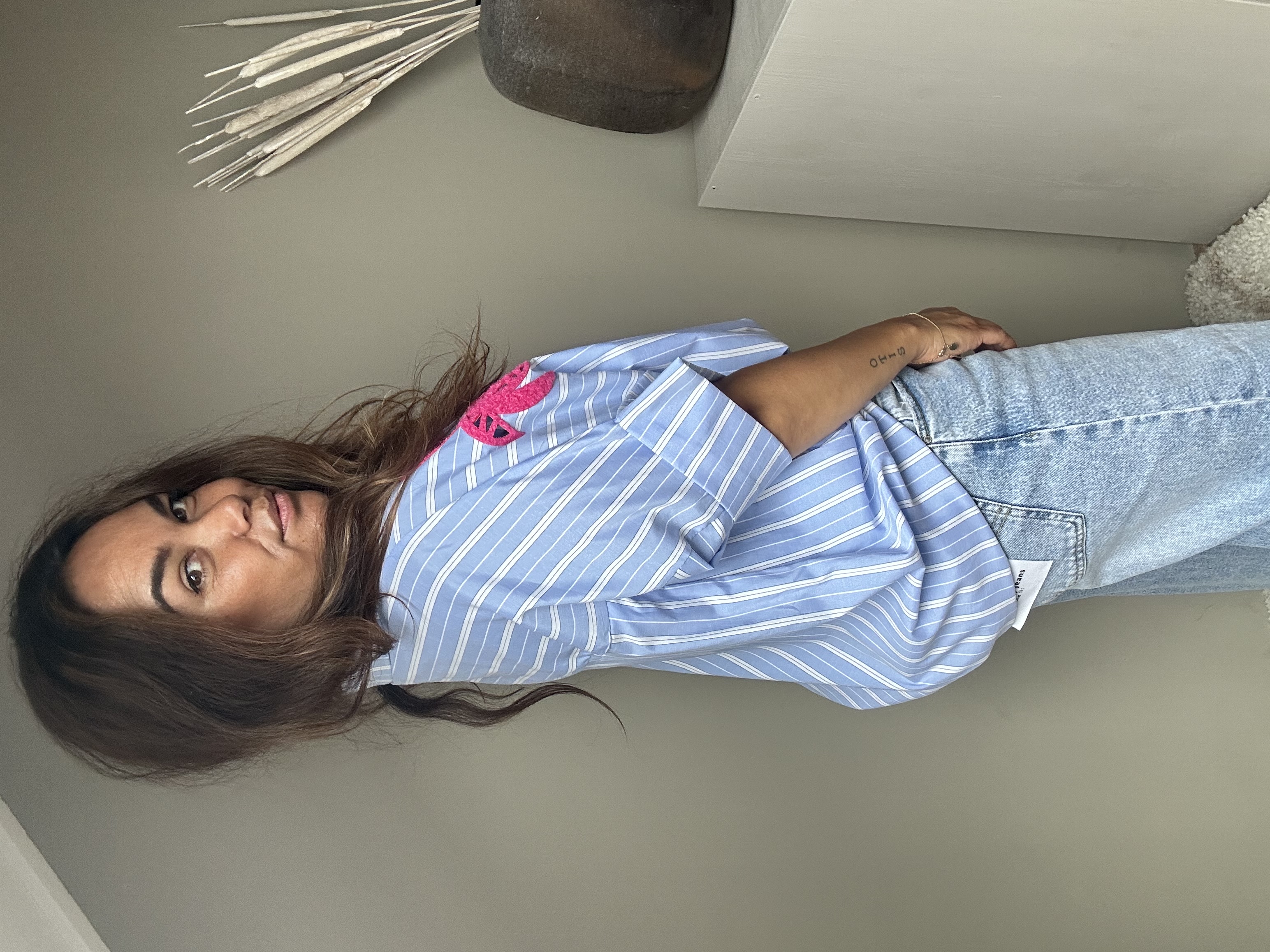 Palmtree blouse blue