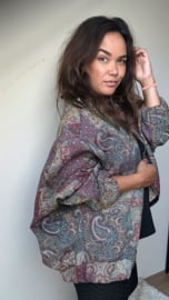 Boho bomber green paisley