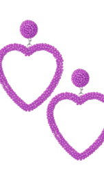 Purple heart earrings