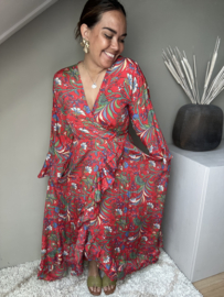 Boho wrap dress red