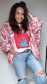 Boho bomberjacket red flowers