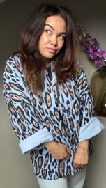 Giulia leopard jacket babyblue