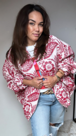 Boho bomberjacket red flowers