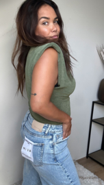 Green shoulder top