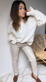 Beige leather pants