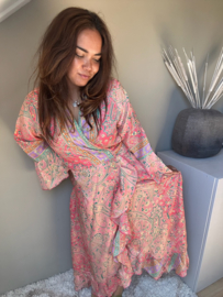 Boho wrap dress pink