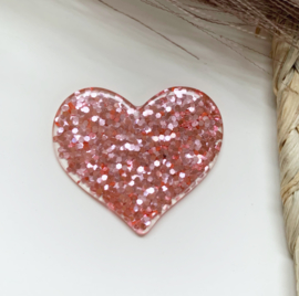 Hart roze glitter 30x36mm