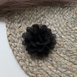 Chiffon bloem zwart 7cm