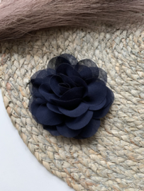 Chiffon bloem navy 8cm