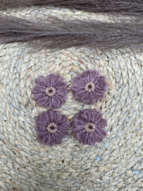 Gebreide bloem paars 40 mm