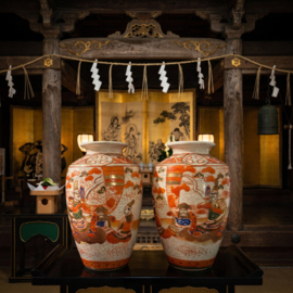 Paar Antieke Japanse satsuma vaasjes