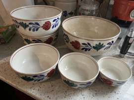 6 delige schalenset 10-23 cm uit jaren 20-50