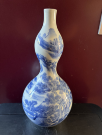 Antieke Chinese blauw witte Kalebas vaas