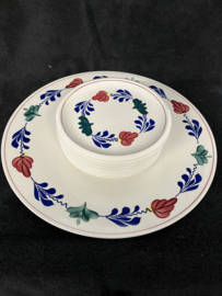 Gebaksschaal zwaar 34cm met 8 gebaksbordjes