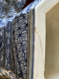 Antiek Chinese Blauw witte vaas met oren