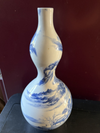 Antieke Chinese blauw witte Kalebas vaas