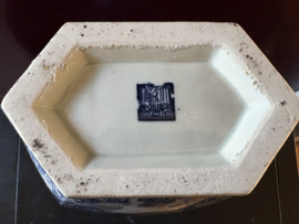 Antiek Chinese Blauw witte vaas met oren