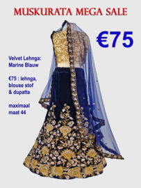 Velvet Blauw Lehnga