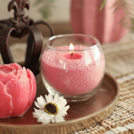 Kaarsenzand roze 400 gram (incl. 4 lontjes)