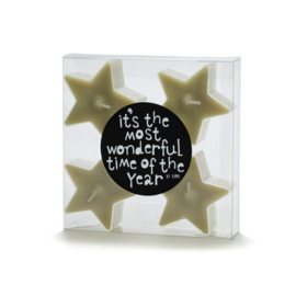Set van 5 waxinelichtjes Star groen