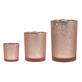 Set van 3 waxinelichthouders Paisley roze