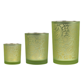 Set van 3 waxinelichthouders Paisley lime