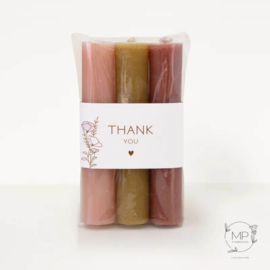 Set van 3 kaarsen Thank You