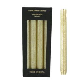 Set van 4 dinerkaarsen goud 25cm