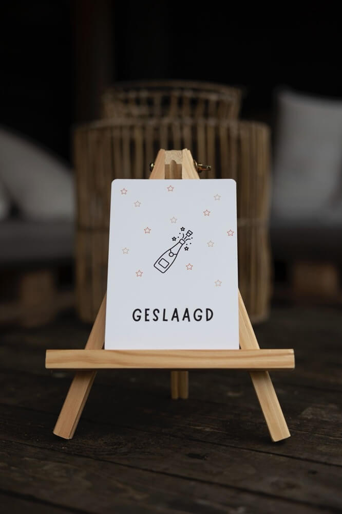 Kaartje Hoera Geslaagd champagnefles