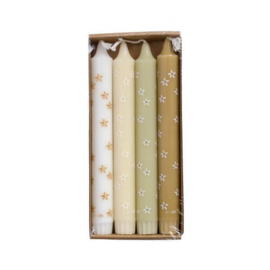 Set van 4 dinerkaarsen Flowers Summer