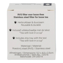 Hartvormig thee-ei met uitlekschaaltje