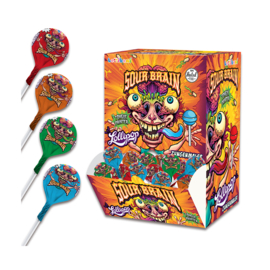 Lollipop met kauwgom Sour Brain 16gr.