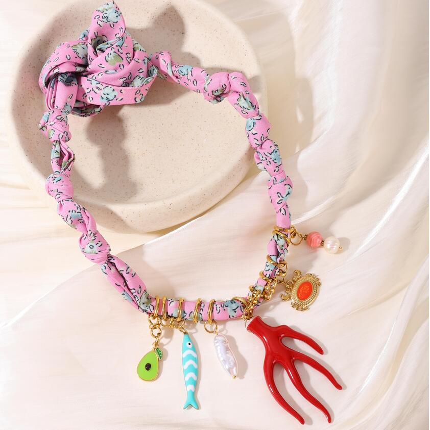 CORAL SCARF NECKLACE