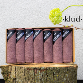 KLUD | Microvezeldoekjes met weekdagmarkering | Mauve
