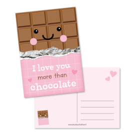 Kaart 'I love you more than chocolate'