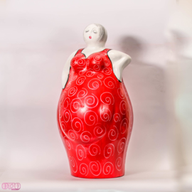 Dame van aardewerk rode jurk 51 cm hoog