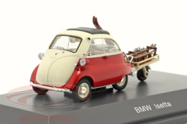 SCHUCO - 1/43 - BMW - ISETTA CLOSED ROOF WITH TRAILER AND SKI 1960